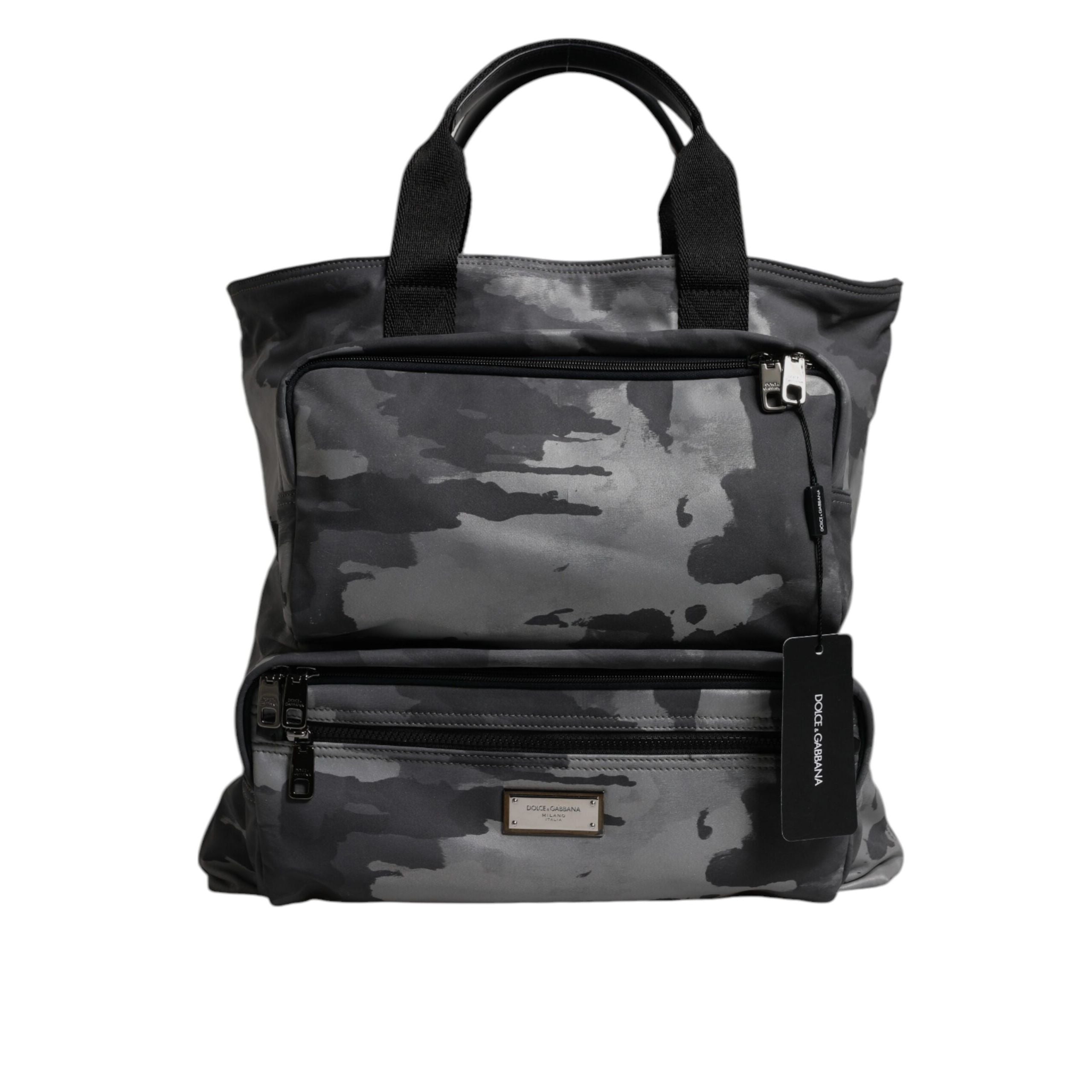 Sac à bandoulière Dolce & Gabbana camouflage noir avec plaque logo
