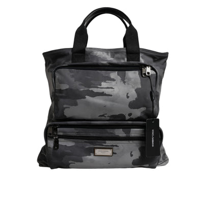 Borsa Dolce & Gabbana con tracolla mimetica nera e placca logo