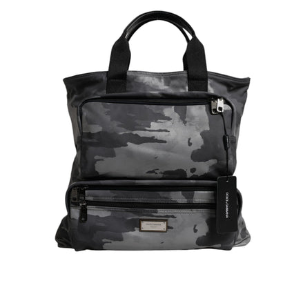 Borsa Dolce & Gabbana con tracolla mimetica nera e placca logo