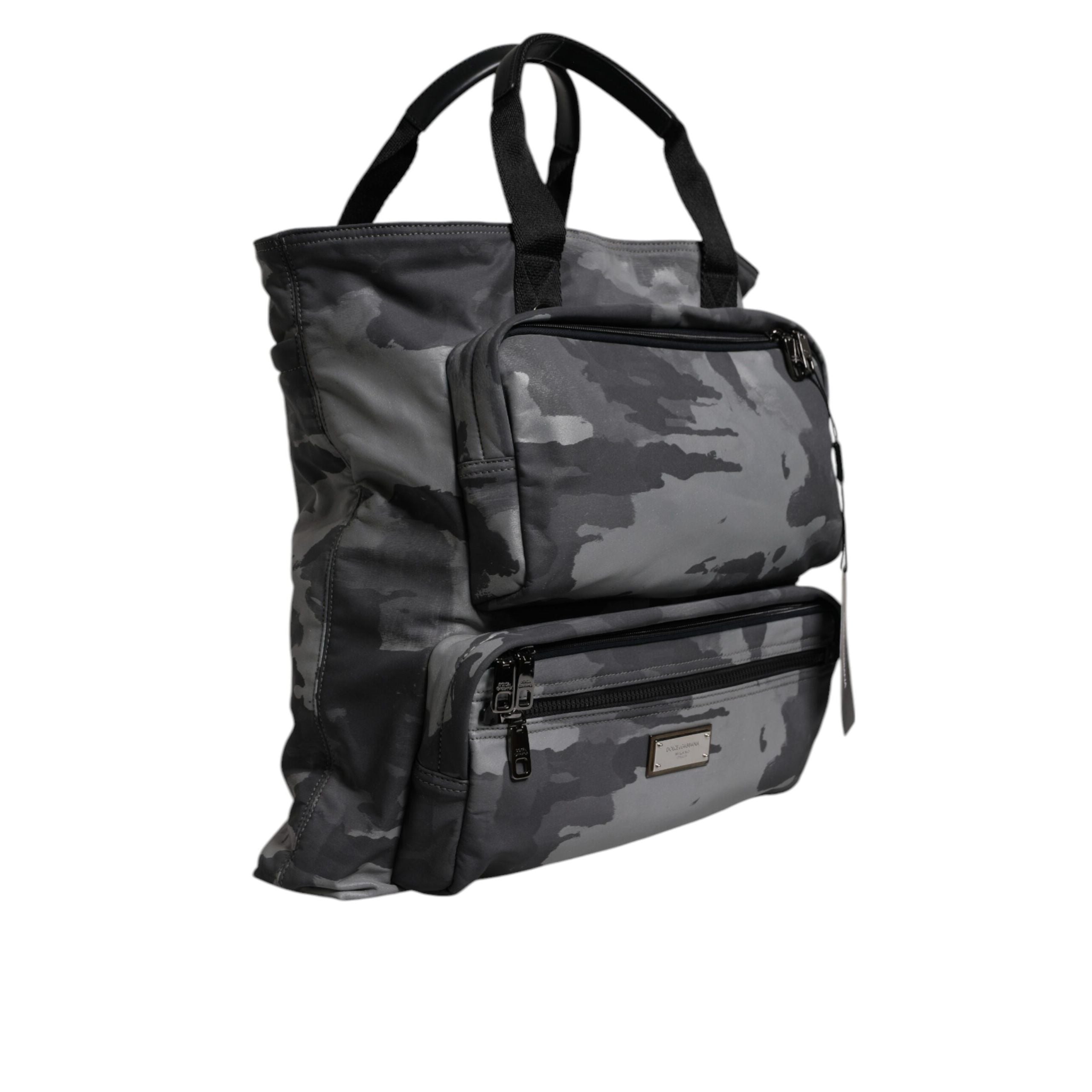 Sac à bandoulière Dolce & Gabbana camouflage noir avec plaque logo
