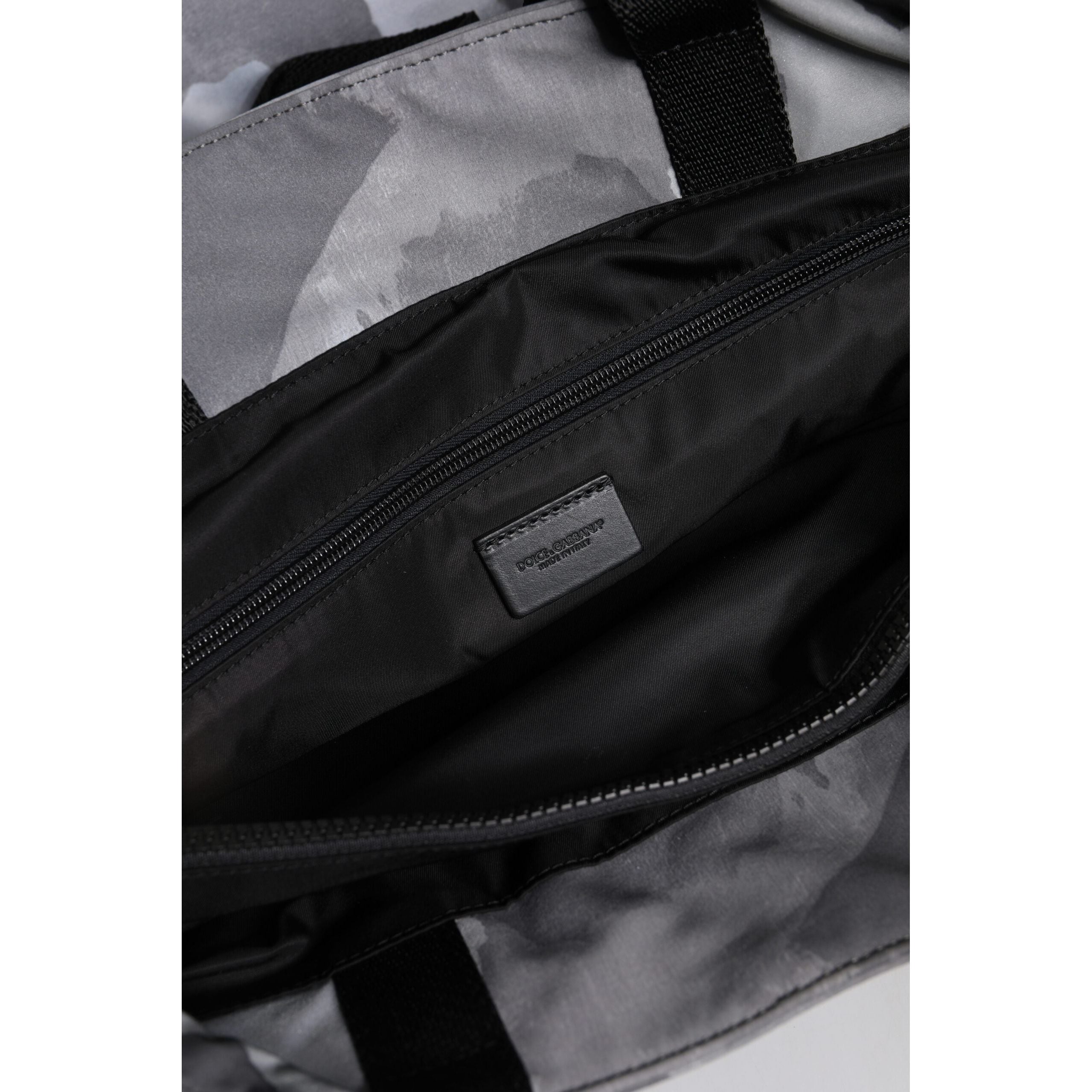 Sac à bandoulière Dolce & Gabbana camouflage noir avec plaque logo