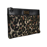 Pochette Dolce & Gabbana con stampa jacquard leopardo multicolore e placca logo