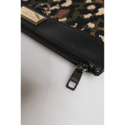Pochette Dolce & Gabbana con stampa jacquard leopardo multicolore e placca logo