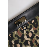 Pochette Dolce & Gabbana con stampa jacquard leopardo multicolore e placca logo