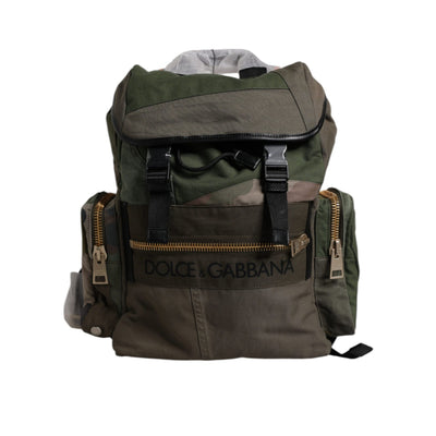 Zaino da viaggio Dolce & Gabbana patchwork verde militare