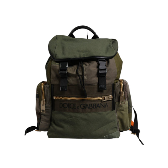 Zaino da viaggio Dolce & Gabbana patchwork verde militare