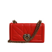 Borsa Dolce & Gabbana Devotion rossa trapuntata con tracolla e custodia per telefono