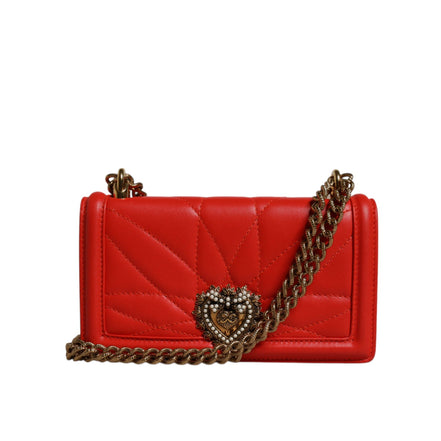 Borsa Dolce & Gabbana Devotion rossa trapuntata con tracolla e custodia per telefono