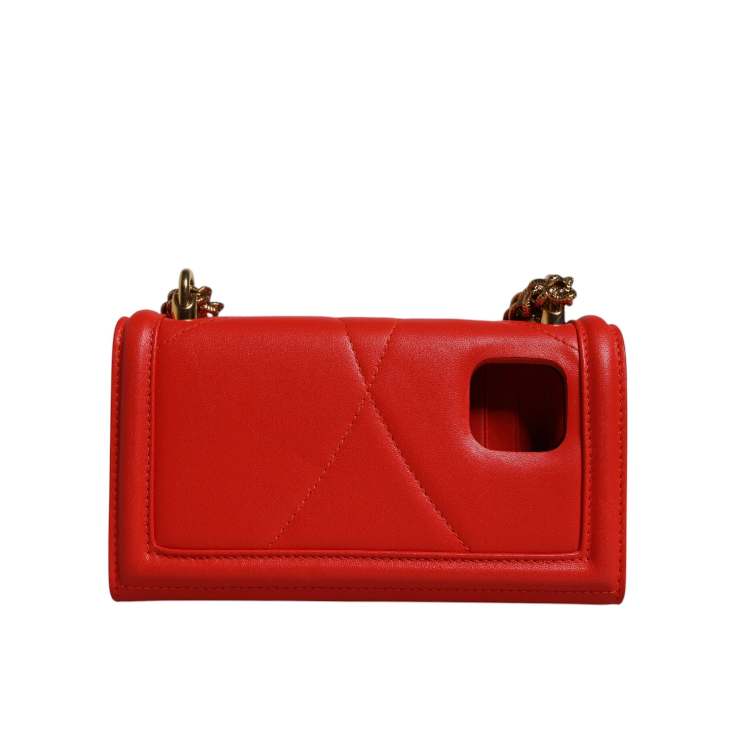 Borsa Dolce & Gabbana Devotion rossa trapuntata con tracolla e custodia per telefono