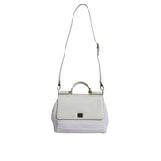 Sac bandoulière Dolce & Gabbana en raphia blanc et cuir avec poignée supérieure