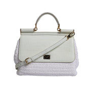 Sac bandoulière Dolce & Gabbana en raphia blanc et cuir avec poignée supérieure