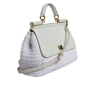 Sac bandoulière Dolce & Gabbana en raphia blanc et cuir avec poignée supérieure