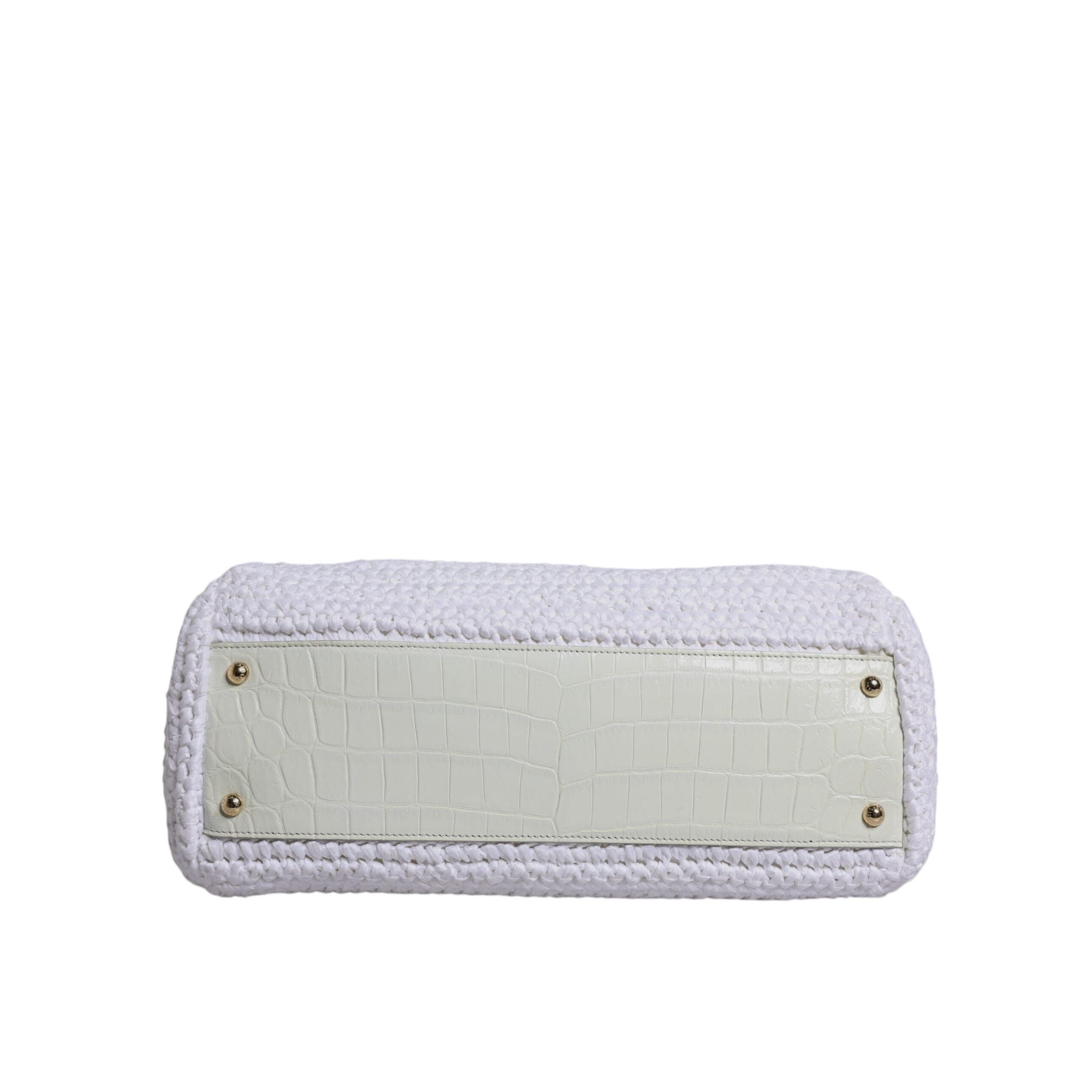 Sac bandoulière Dolce & Gabbana en raphia blanc et cuir avec poignée supérieure