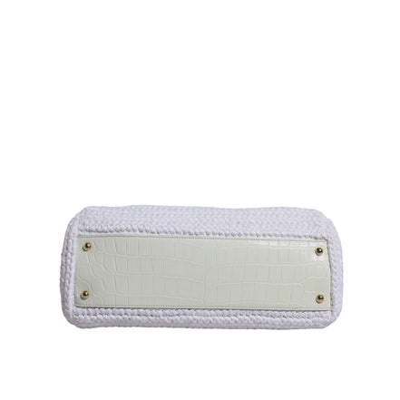 Sac bandoulière Dolce & Gabbana en raphia blanc et cuir avec poignée supérieure