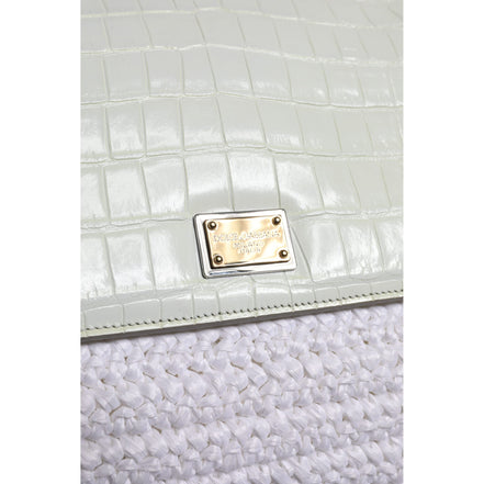 Sac bandoulière Dolce & Gabbana en raphia blanc et cuir avec poignée supérieure