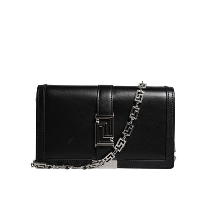 Sac bandoulière Versace en cuir de veau noir à chaîne