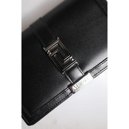 Versace Black Calfskin Leather Chain Strap Shoulder Crossbody Bag