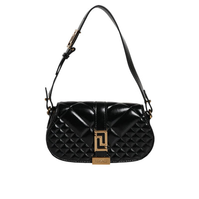 Sac à bandoulière matelassé en cuir de veau noir Versace