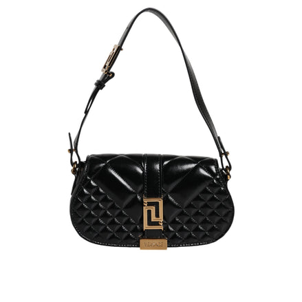 Sac à bandoulière matelassé en cuir de veau noir Versace