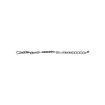 Bracelet Dolce & Gabbana en chaîne argentée, fermoir mousqueton, logo et perles grises