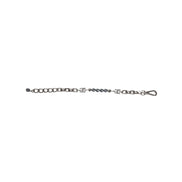Bracelet Dolce & Gabbana en chaîne argentée, fermoir mousqueton, logo et perles grises