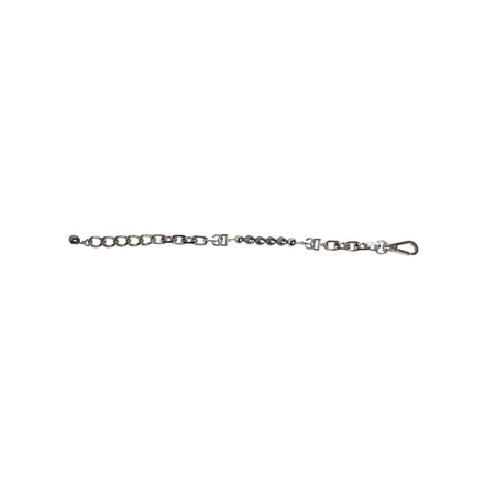 Bracelet Dolce & Gabbana en chaîne argentée, fermoir mousqueton, logo et perles grises