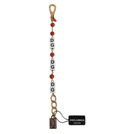 Dolce & Gabbana Bracciale Dadi con Logo DG in Catena di Ottone Dorato Multicolore