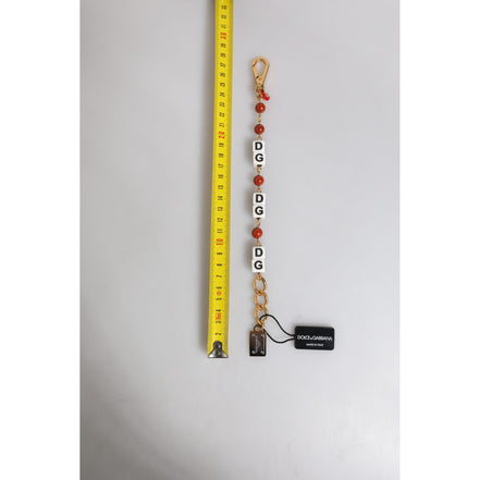 Dolce & Gabbana Bracciale Dadi con Logo DG in Catena di Ottone Dorato Multicolore