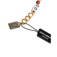 Dolce & Gabbana Bracciale Dadi con Logo DG in Catena di Ottone Dorato Multicolore