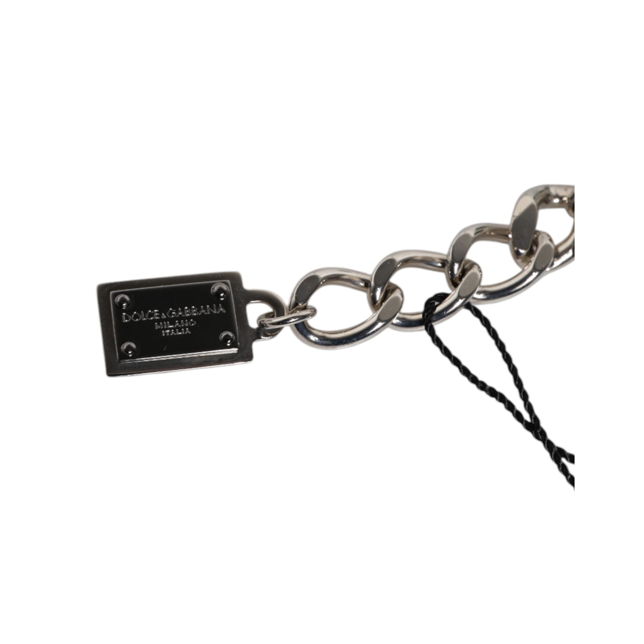Bracciale con charm Dolce & Gabbana in ottone color argento, perline, dadi e logo