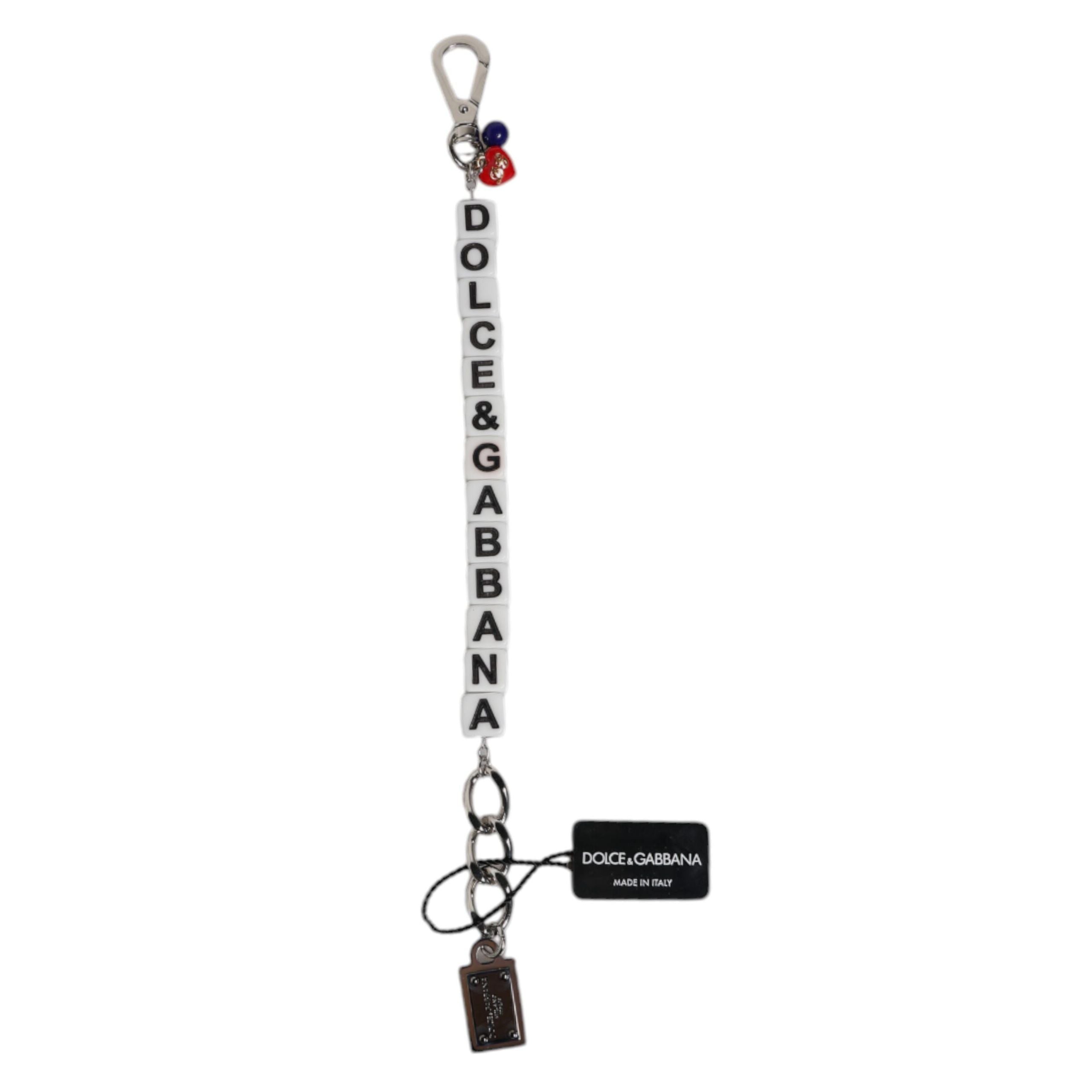 Bracciale Dolce & Gabbana con ciondolo a forma di dado in ottone color argento e logo