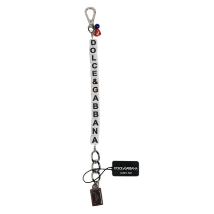Dolce & Gabbana Silver Brass Chain Dice Logo Embellished Charm Bracelet