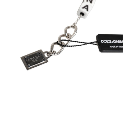Bracciale Dolce & Gabbana con ciondolo a forma di dado in ottone color argento e logo