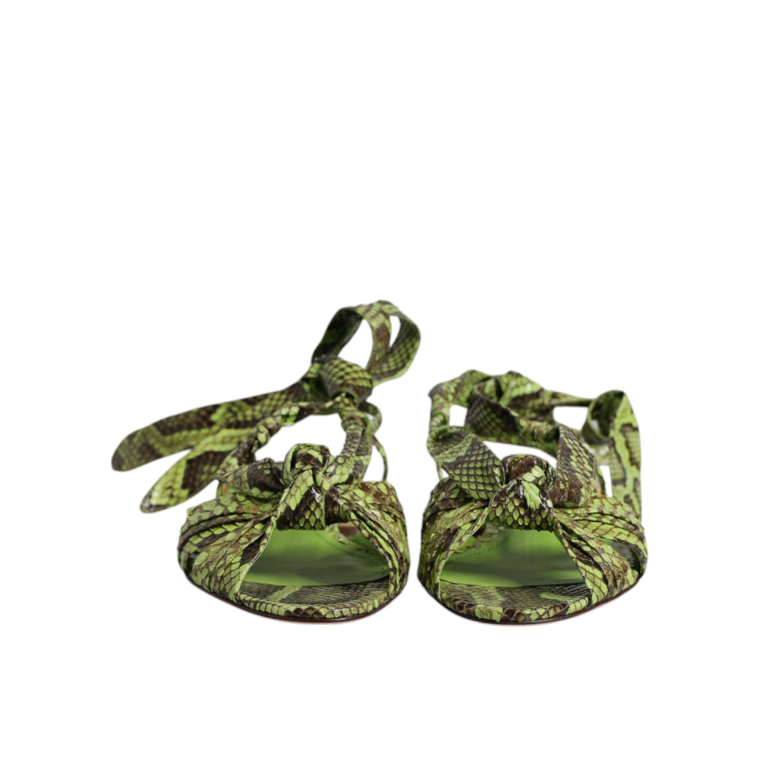 Chaussures sandales à lanières montantes imprimé animal vert Dolce & Gabbana