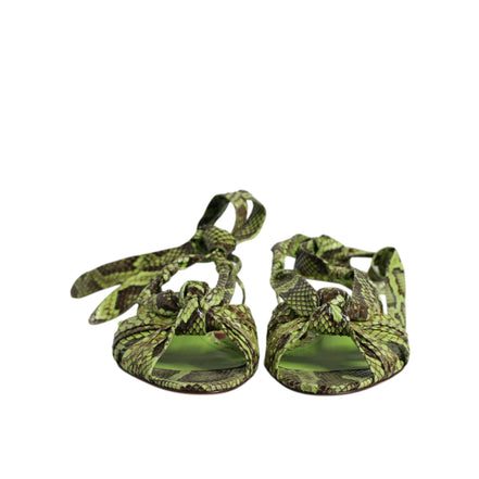 Chaussures sandales à lanières montantes imprimé animal vert Dolce & Gabbana