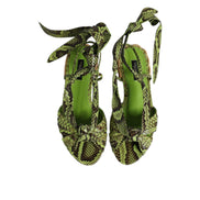 Chaussures sandales à lanières montantes imprimé animal vert Dolce & Gabbana