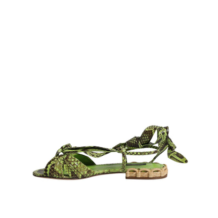 Chaussures sandales à lanières montantes imprimé animal vert Dolce & Gabbana