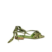 Chaussures sandales à lanières montantes imprimé animal vert Dolce & Gabbana