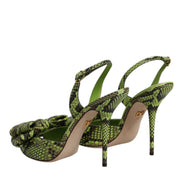 Dolce & Gabbana Green Python Leather Heel Sandals