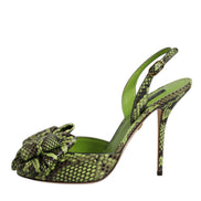 Dolce & Gabbana Green Python Leather Heel Sandals