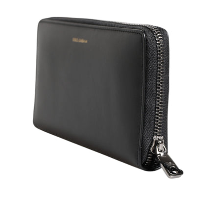 Dolce & Gabbana Black Blue Exotic Leather Embossed Continental Wallet