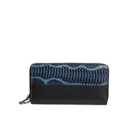 Dolce & Gabbana Black Blue Exotic Leather Embossed Continental Wallet