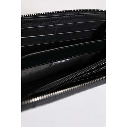 Dolce & Gabbana Black Blue Exotic Leather Embossed Continental Wallet