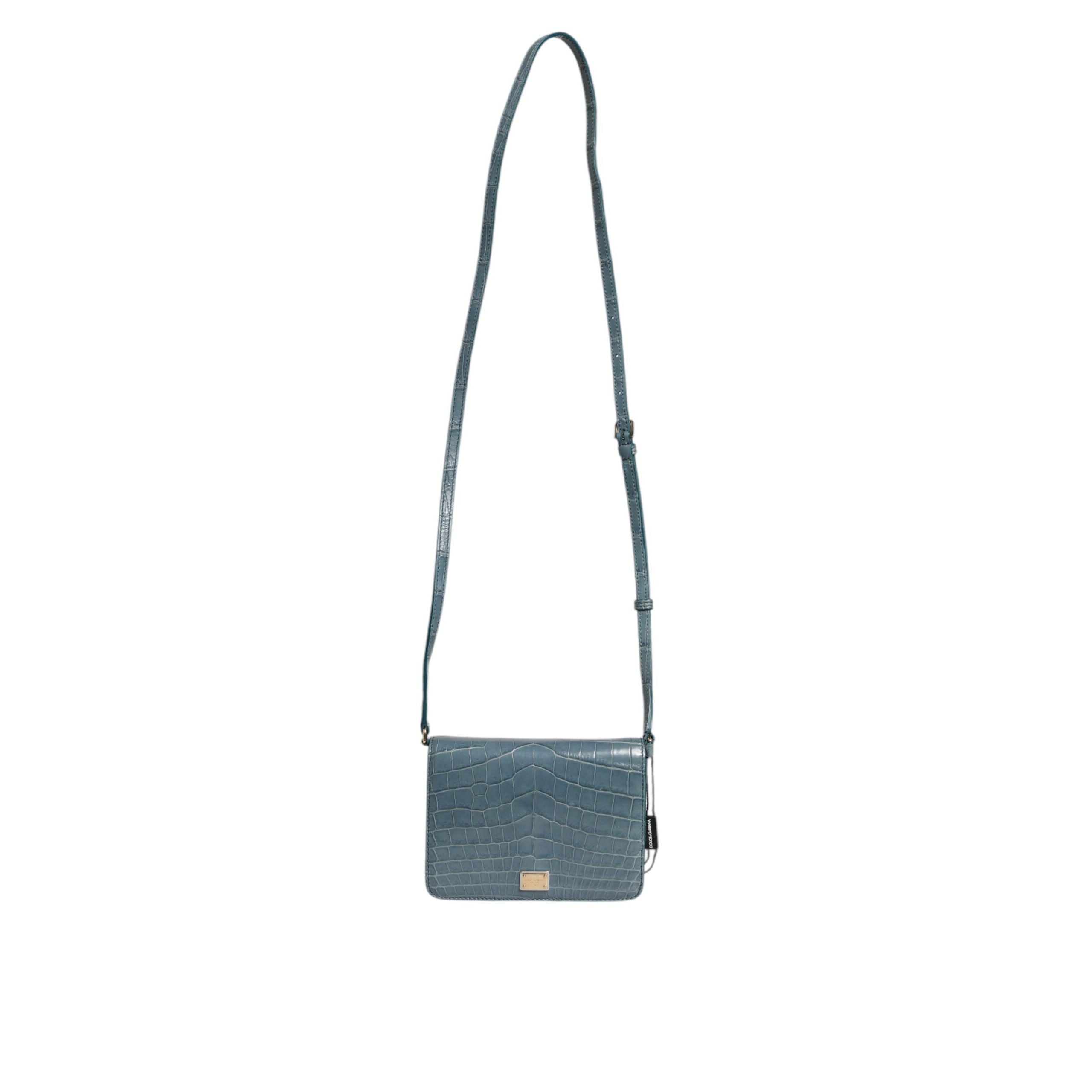Dolce & Gabbana Green Exotic Leather DG Plaque Crossbody Mini Bag