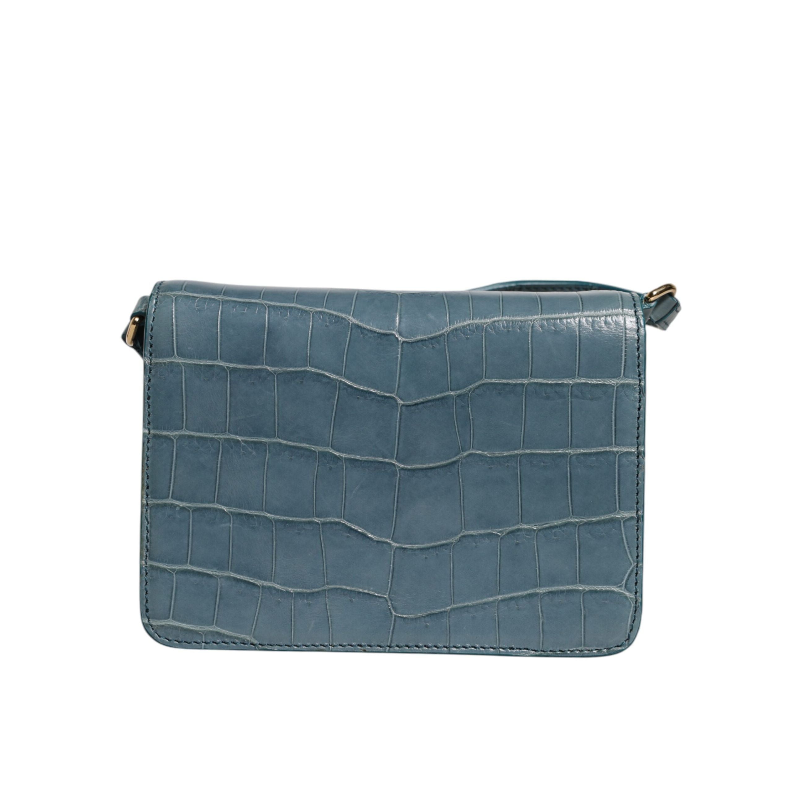 Dolce & Gabbana Green Exotic Leather DG Plaque Crossbody Mini Bag