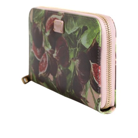 Portefeuille continental zippé en cuir Dauphine, motif fruits et couleur multicolore, Dolce & Gabbana