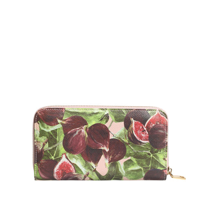 Portefeuille continental zippé en cuir Dauphine, motif fruits et couleur multicolore, Dolce & Gabbana
