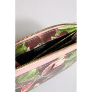 Portefeuille continental zippé en cuir Dauphine, motif fruits et couleur multicolore, Dolce & Gabbana
