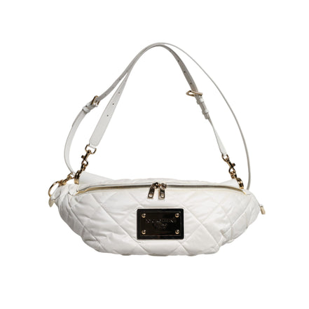 Sac banane Dolce & Gabbana matelassé blanc avec plaque logo