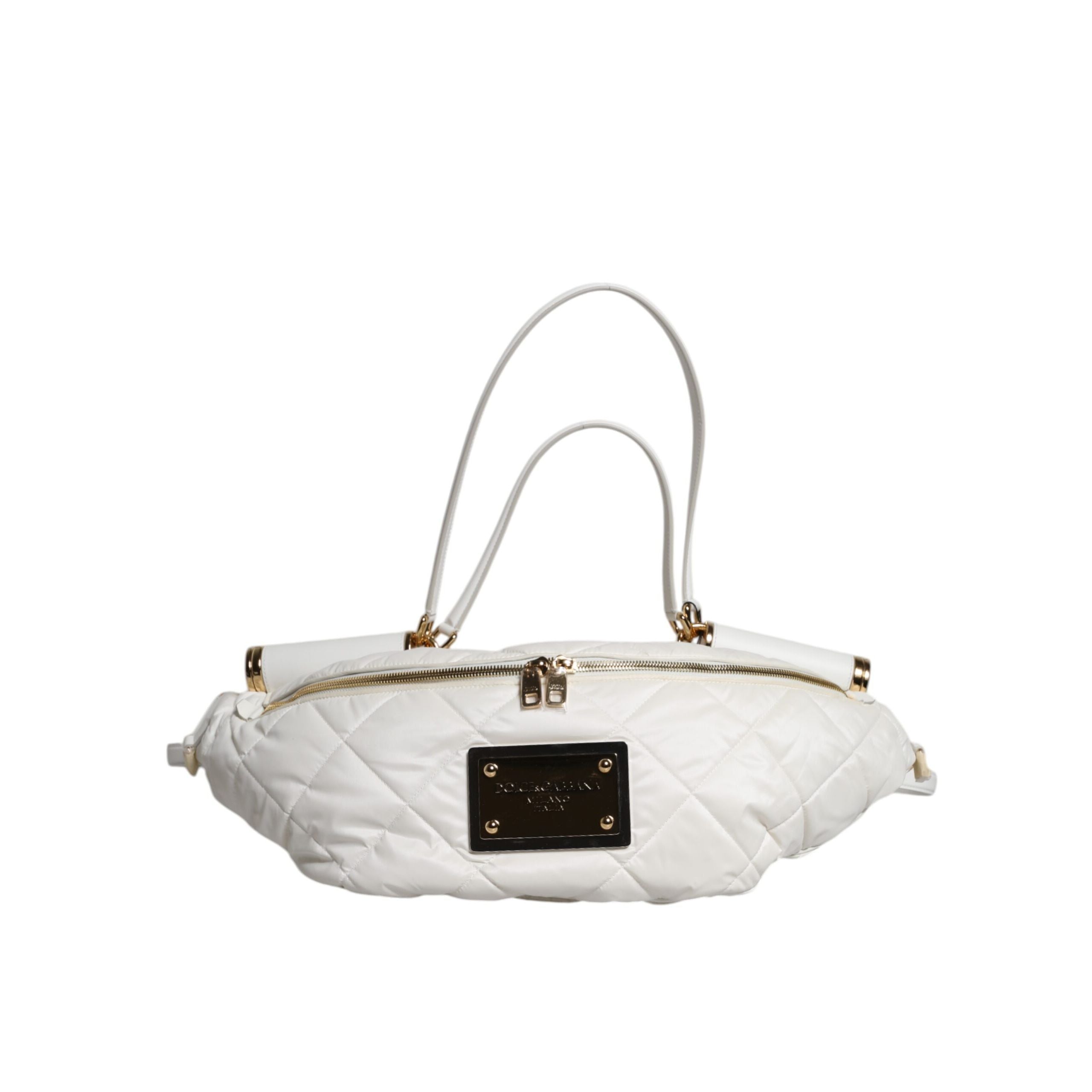 Sac banane Dolce & Gabbana matelassé blanc avec plaque logo